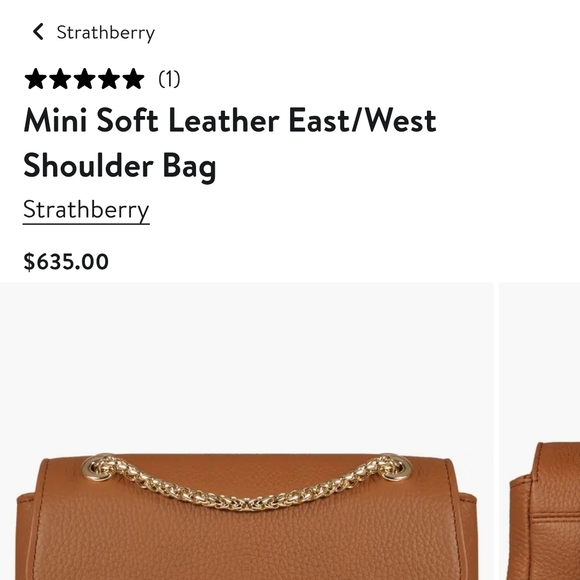 Strathberry Khaki Leather Shoulder Bag with Gold Chain - Picture 9 of 9